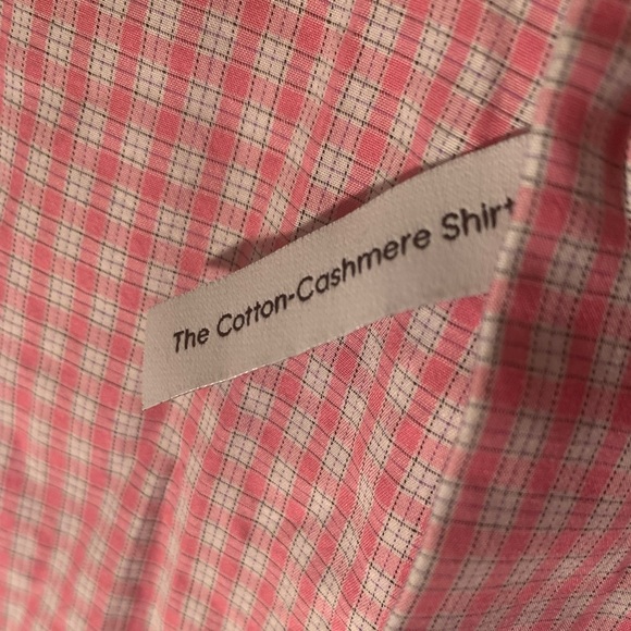 NWT Calvin Klein Cashmere-Cotton Pink Plaid Long Sleeve Button Down - Picture 6 of 8
